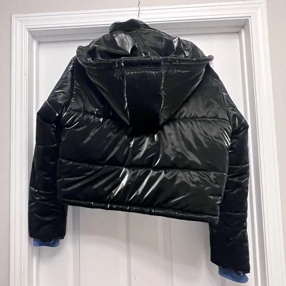 Blue Revival In The Mix Denim Black Puffer Jacket Size m - Picture 6 of 8